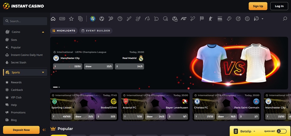 Instant Casino crypto betting sites