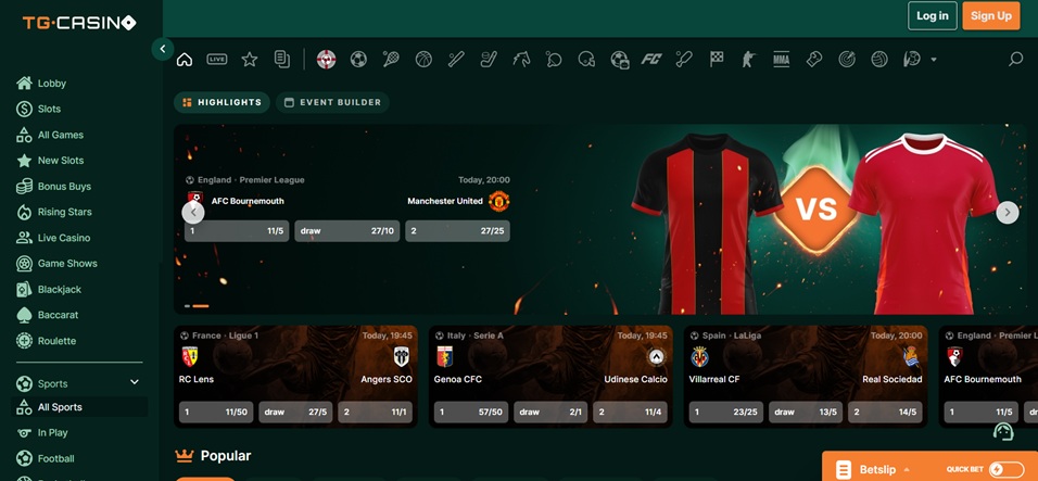 TG Casino crypto betting sites